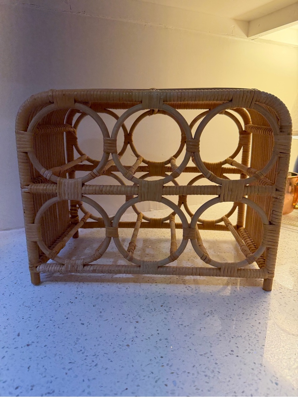 Rattan Wine Rack - Natural Woven Cane
